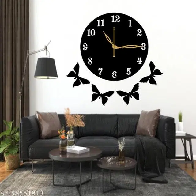 Wooden Wall Clock for Home, Black