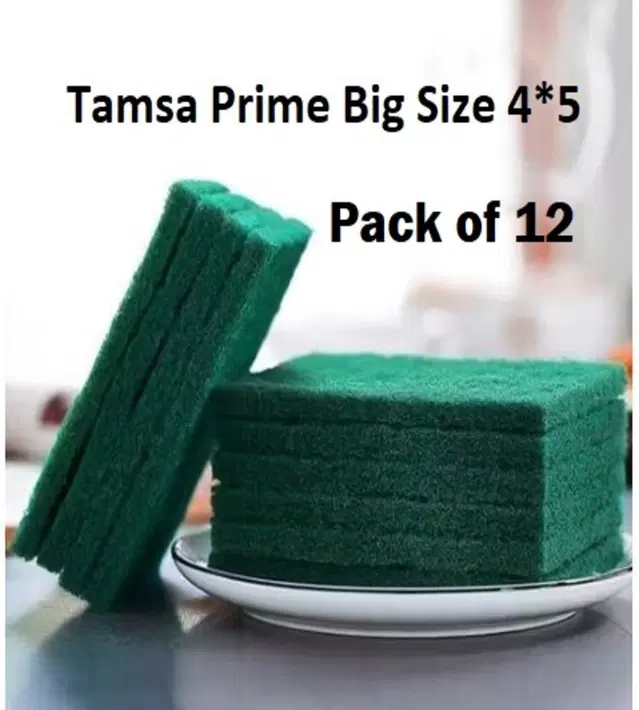 Green Scrub Pack of 12 green scrubber, pad , best quality, best cleaning scrub for utensils, Green Pad 4*5 inch size attractive scrub and sponge soft and long lasting scrub pad. top quality. long lasting cleaning scrub pad
