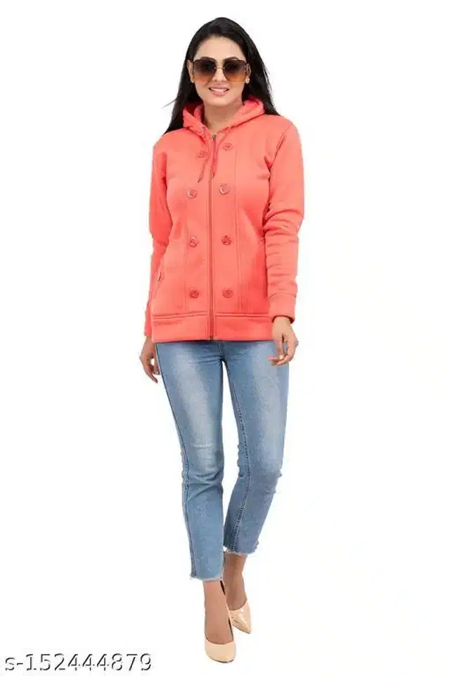 Polyester Sweater for Women (Peach, M)