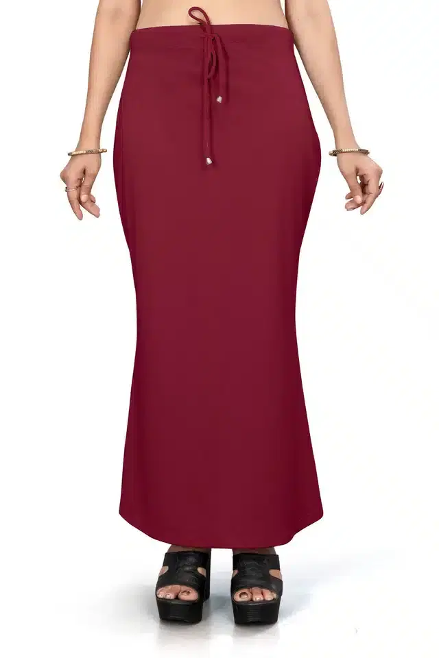 Lycra Solid Saree Petticoat for Women (Maroon, L)