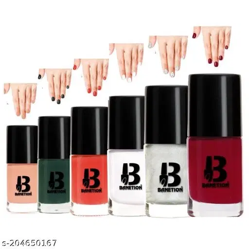 Banetion Matte Nail Polish, Multicolor, Pack of 6