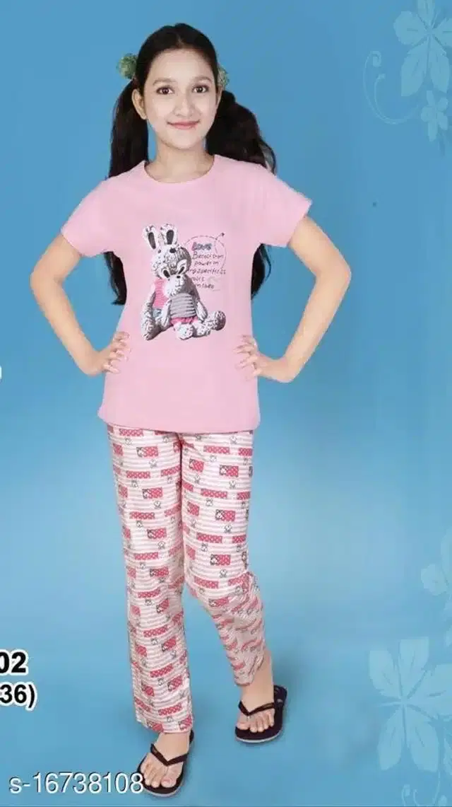 Nightsuit for Girls (Multicolor, 2-3 Years)