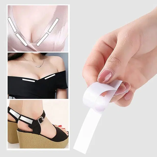 Double Sided Self-Adhesive Lingerie Tape for Women, Pack of 36 (Transparent)