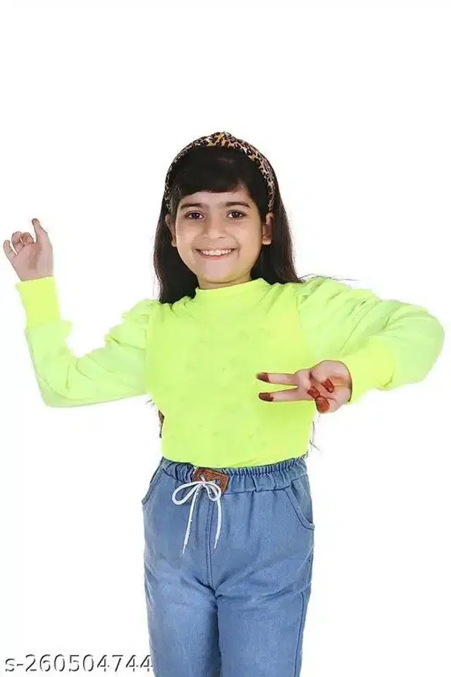 Full Sleeves Top for Girls (Green, 6-7 Years)