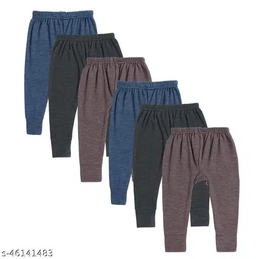 Polycotton Thermal Bottomwear for Kids, Pack of 6 (Multicolor, 0-2 Months)