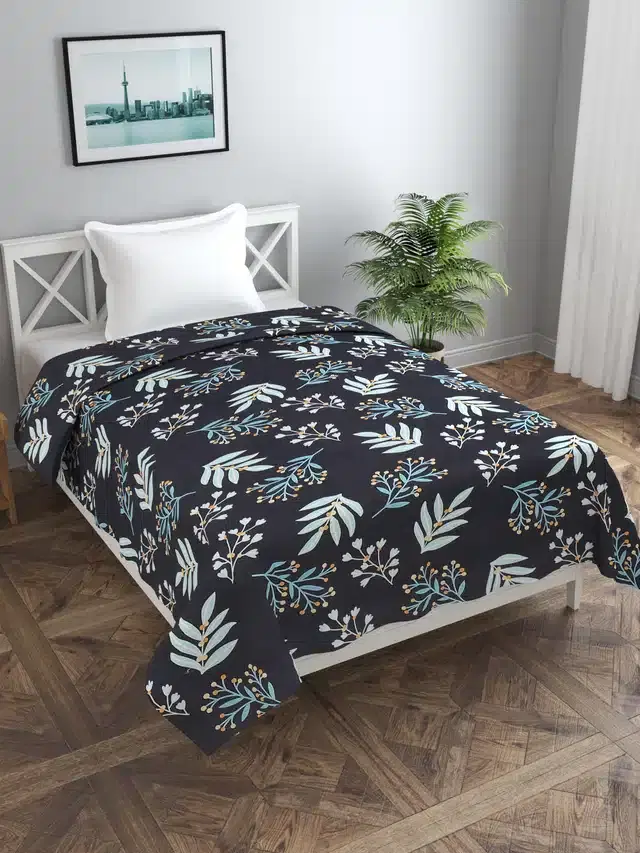 Single Duvet Cover with Zipper, Black, 60x90 Inches