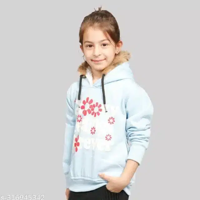 Full Sleeves Hoodies for Girls (Sky Blue, 5-6 Years)