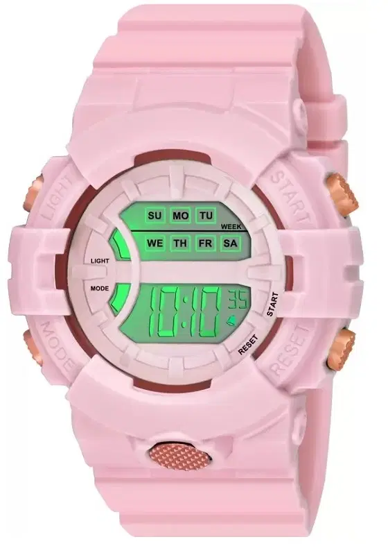Rubber Strap Round Dial Sports Watch for Kids, Pink