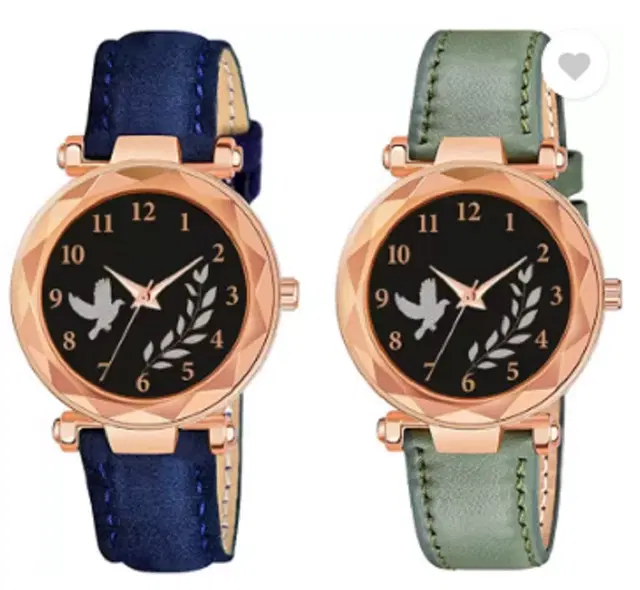 Analog Watch for Women & Girls, Pack of 2 (Multicolor)