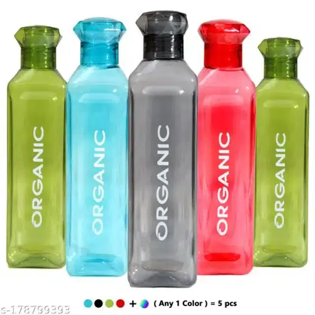 Water Bottle Set, Multicolor, 1000 ml, Pack of 5
