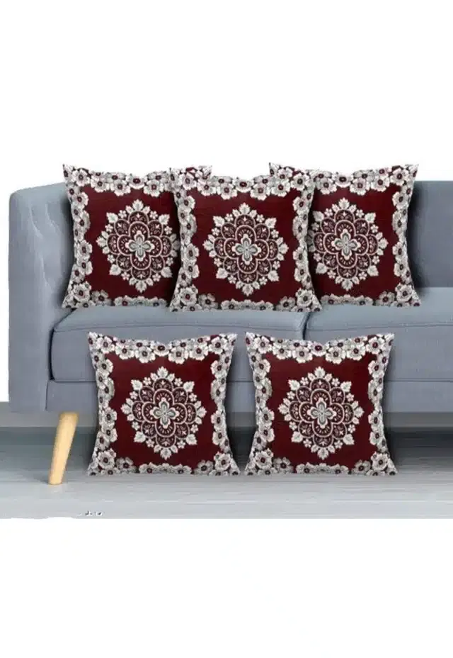 Premium Cotton Cushion Cover, 16x16 inch, Multicolor, Set of 5, A-26