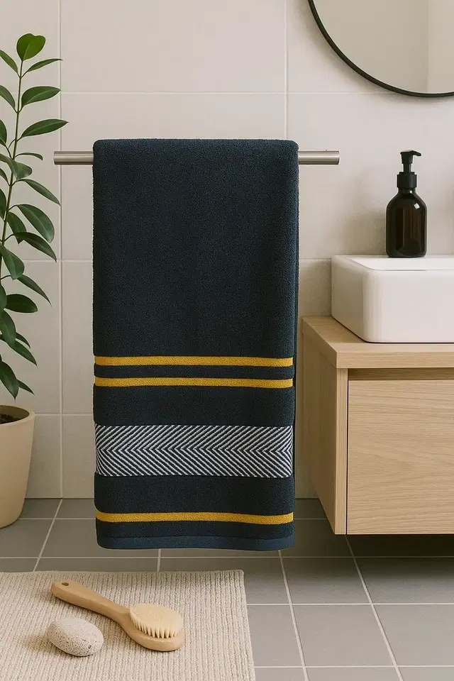 CottonBolls Terry Cotton Bath Towel 340gsm Dark Blue 70x140cm