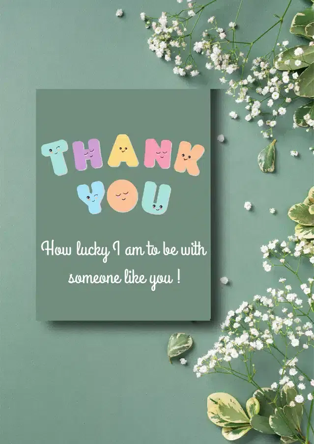 Thank You Printed Card, Multicolor