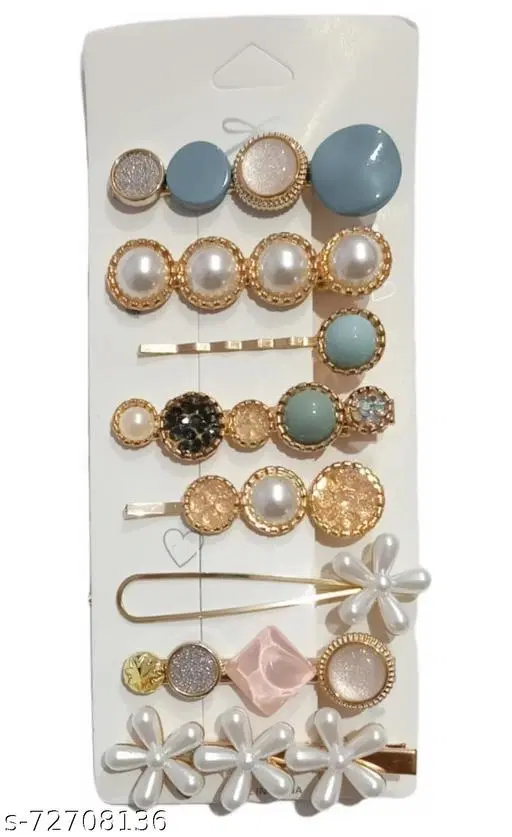 Metal Hair Clips for Women, Pack of 8 (Multicolor)