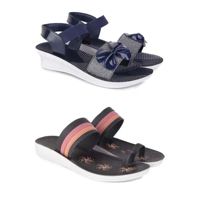 Combo of Flats & Sandals for Women, Set of 2 (Multicolor, 5)