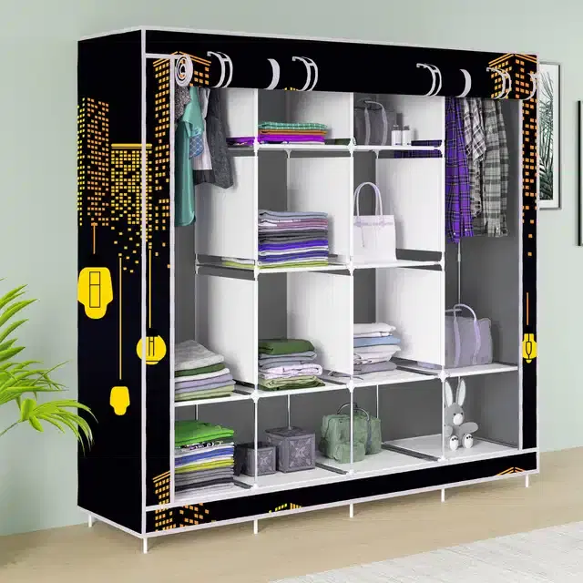 Carbon Steel 3 Door 12 Shelf Printed, Grey