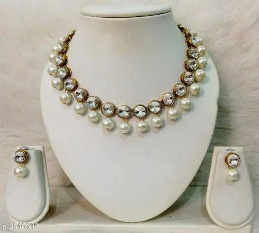 Beaded Alloy Jewellery Set for Women & Girls, White