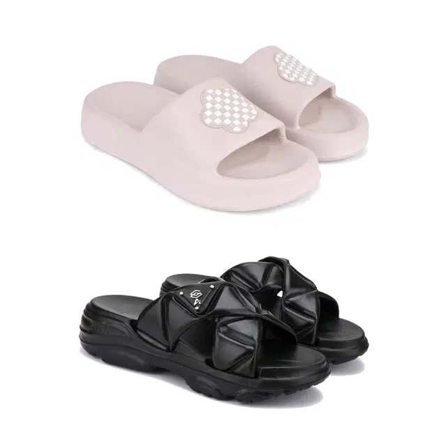 Sliders for Women, Set of 2 (Multicolor, 6)