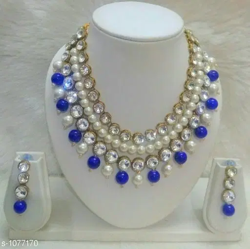 Women'S Copper Gold Plated Jewellery Set, Blue