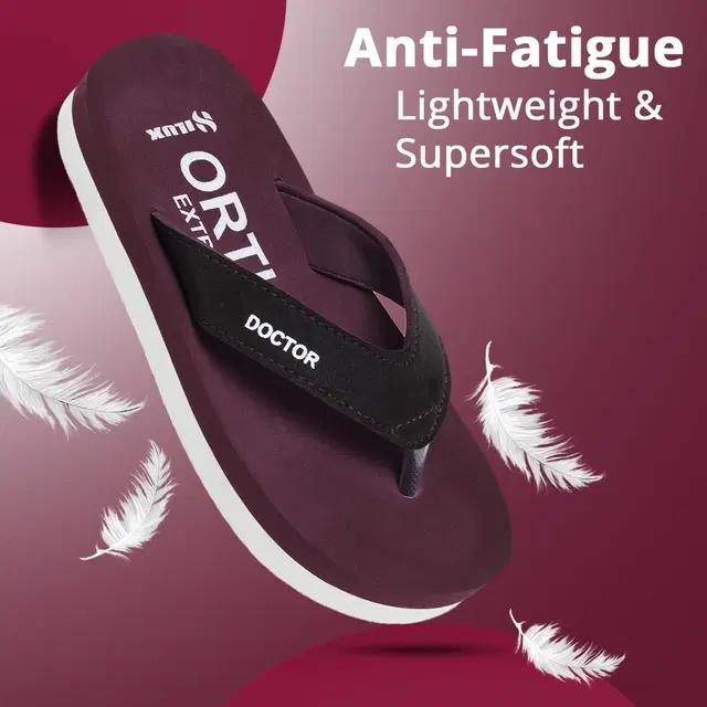 Solid Thong Flip-flops for Women (Maroon, 4)