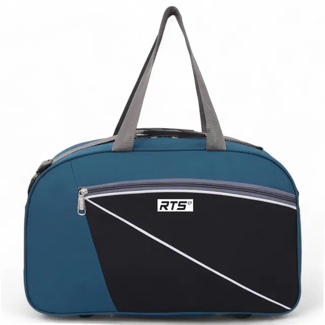 Polyester Durable Adjustable Strap Travel Duffel Bag, Teal & Black, 20x12x9.5 inches, 40 L