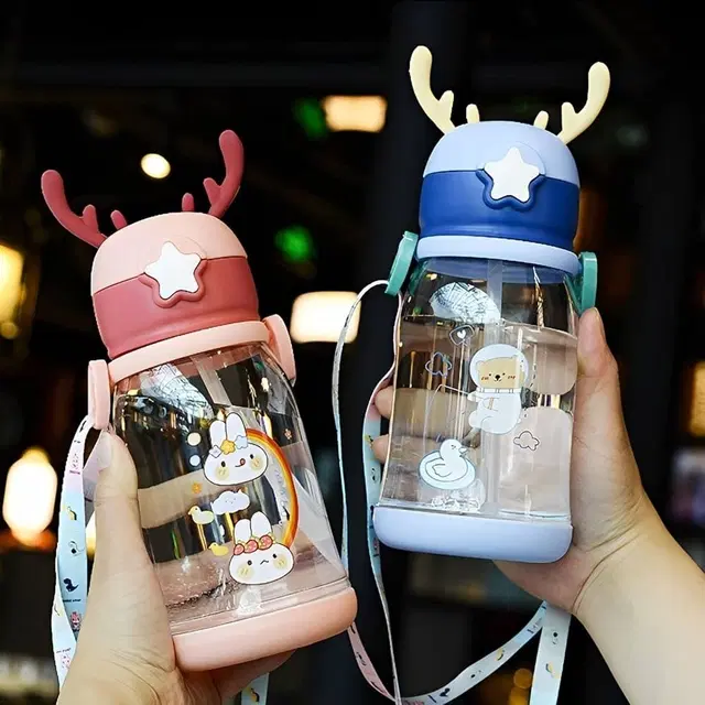 Plastic Water Bottles for Kids,Multicolour, Pack of 2