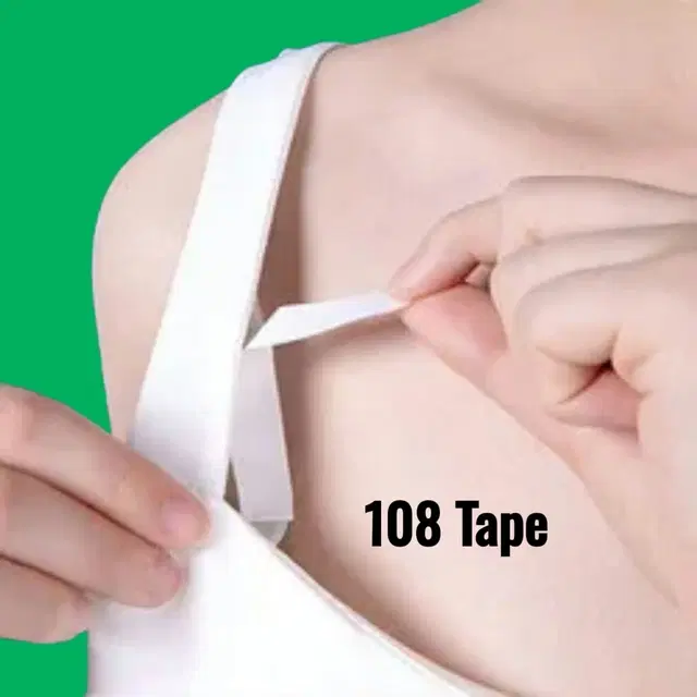 Acrylic Film Clothing 108 Double Sided Tape Strips, Transparent, Set of 1