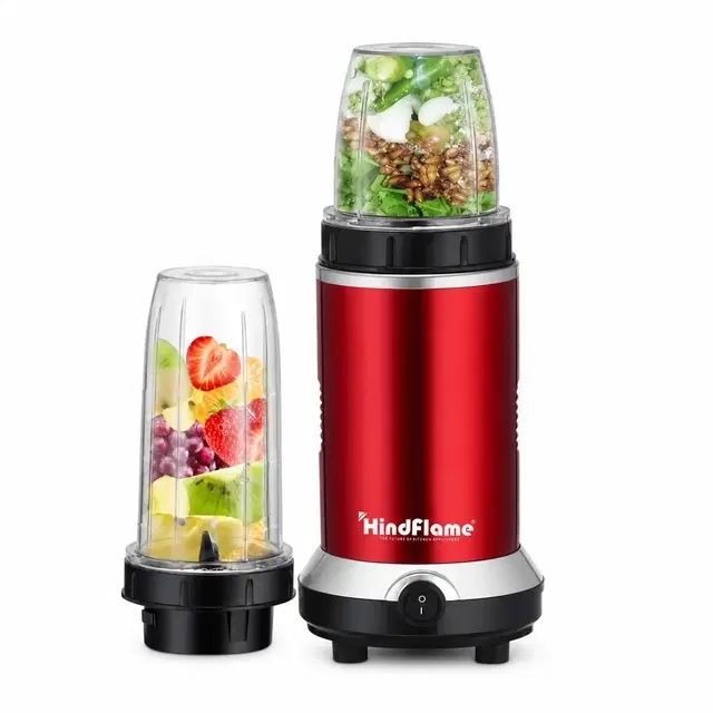 Hindflame Nutri Jet 550w Isi Certified Nutri Blender Mixer Grinder With 2 BPA-Free Food Grade Jars [550 ml & 300 ml] | Shakes & Masala Grinding | Red