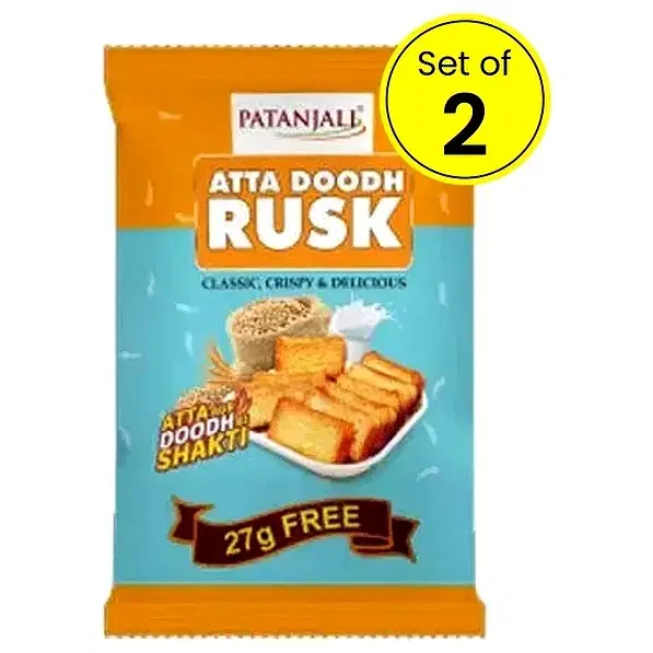 Patanjali Atta Doodh Rusk 2X182 g (Pack Of 2)