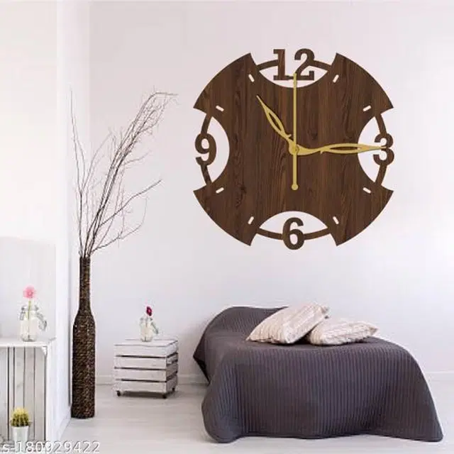 Wooden Wall Clock for Home, Brown