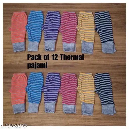 Woolen Thermal Bottomwear for Kids, Pack of 12 (Multicolor, 3-6 Months)