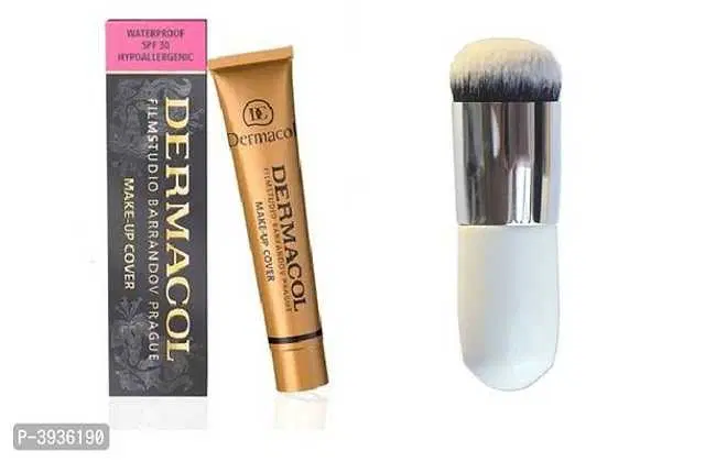 Dermacol Waterproof Make up Cover Foundation with Foundation Brush, Pack of 2, Multicolor, ST-17