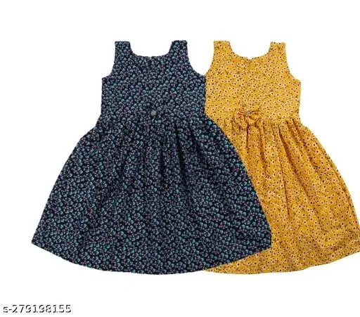 Pack Of 2 Frocks & Dresses for Girls (Navy Blue, 10-11 Years)