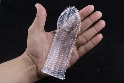 Crystal Dotted Reusable Condom for Men, Transparent, Pack of 1