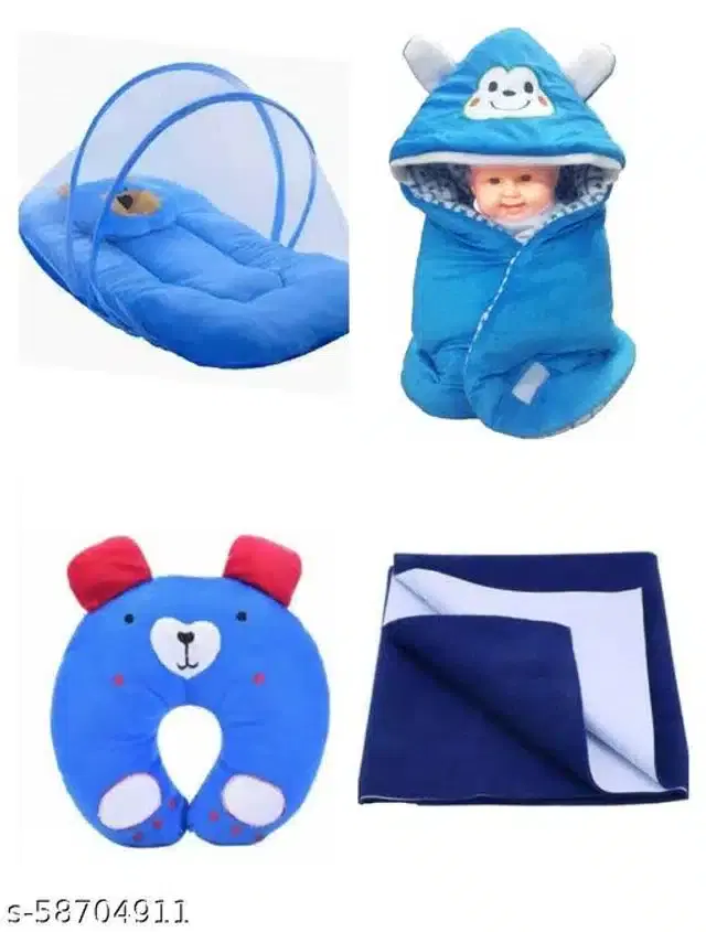 Combo of Baby Sleeping Set, Blue, Set of 4