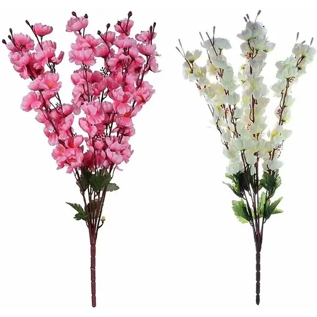 Artificial Blossoms Flower Bunch White And Baby Pink Pack Of 2