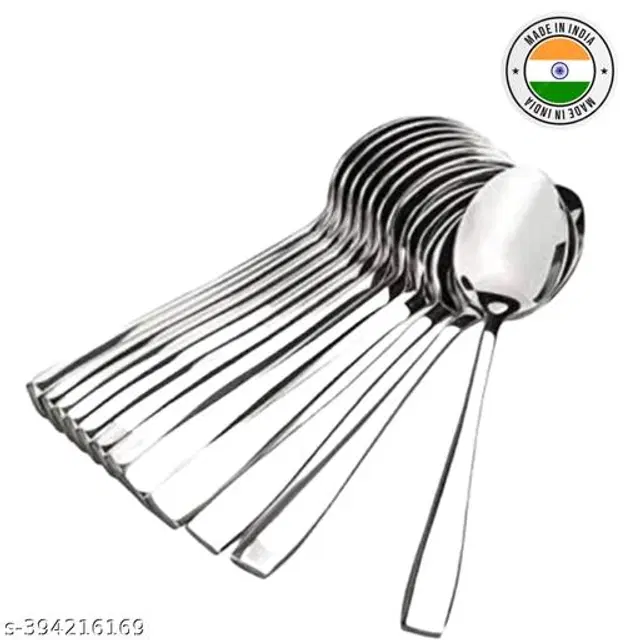 Stainless Steel Spoon, Silver, Pack of 12