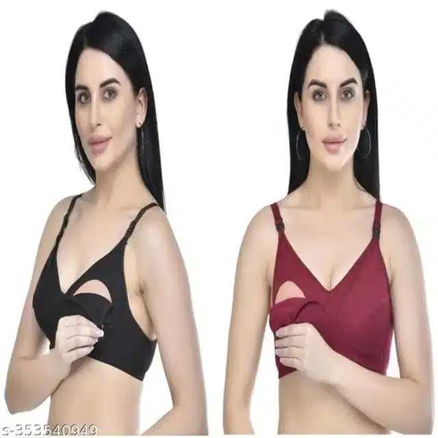 Polycotton Feeding Bra for Women, Pack of 2 (Assorted, 32C)