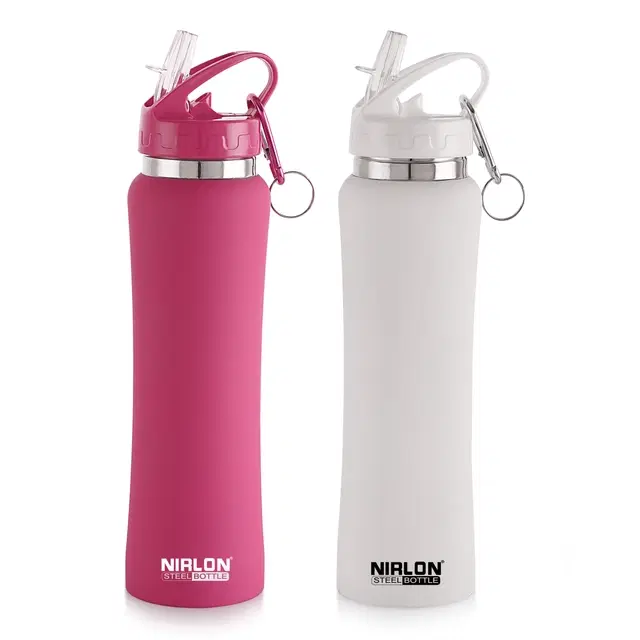 Nirlon Stainless Steel Sipper Water Bottle, Multicolor, 750 ml, Pack of 2