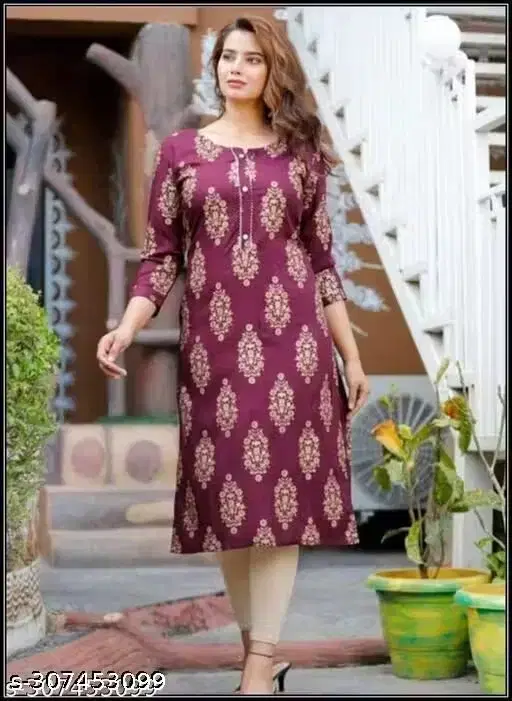 Womens Kurtis Purple Rayon(M)