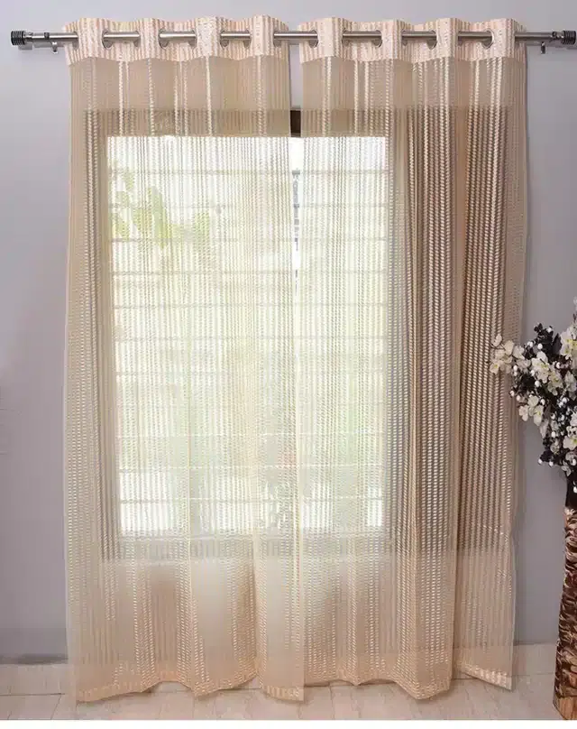 Polyester Door & Window Curtains, Cream, 5 feet