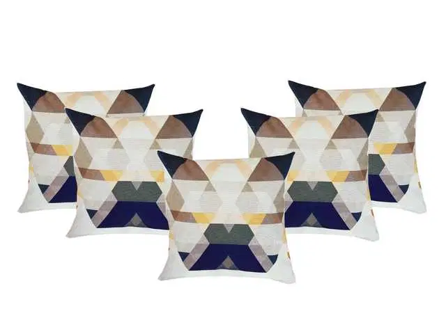 Cushion cover with zip Closure, Set of 5, 16 X 16 Inches, Multicolor, A-330