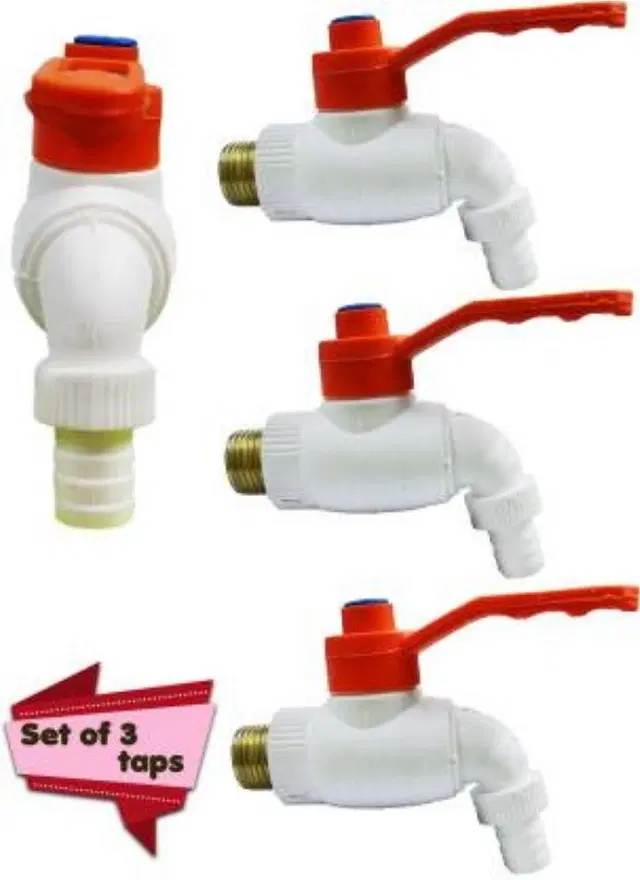 Plastic Turkey Faucets Bib Cock Taps, White, Pack of 3