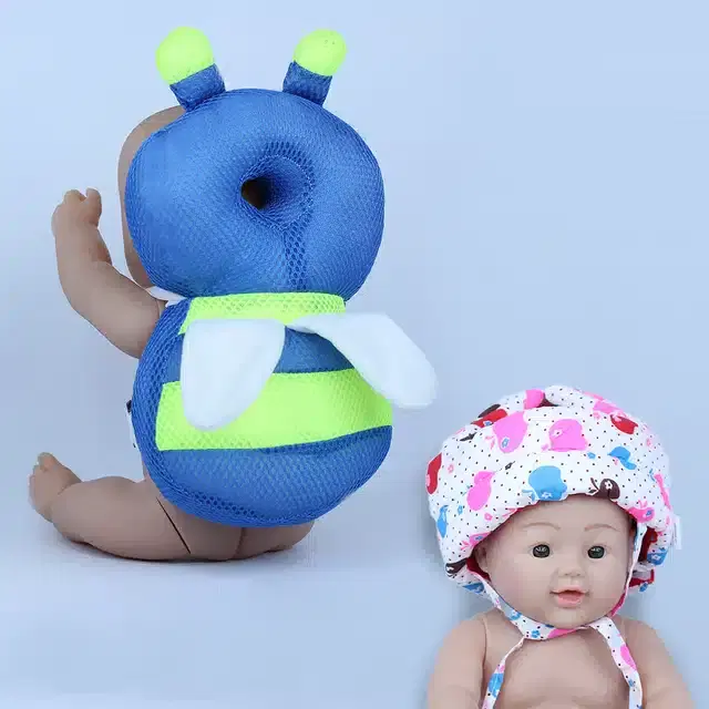 Infants Head & Back Safety Protector Pillow and Safety Helmet, Pack of 2 (Multicolor)