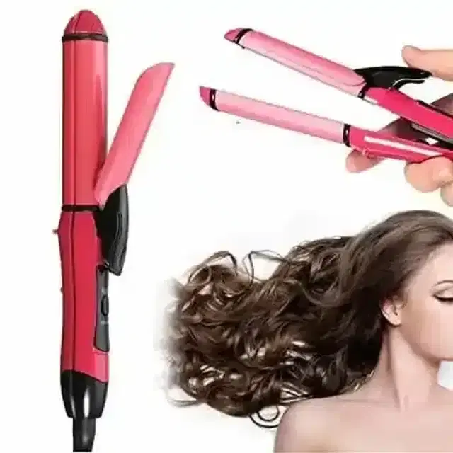K Kudos 2 In 1 Straightener Curler Hair Styling Tools For Girls Women & Men, Pink