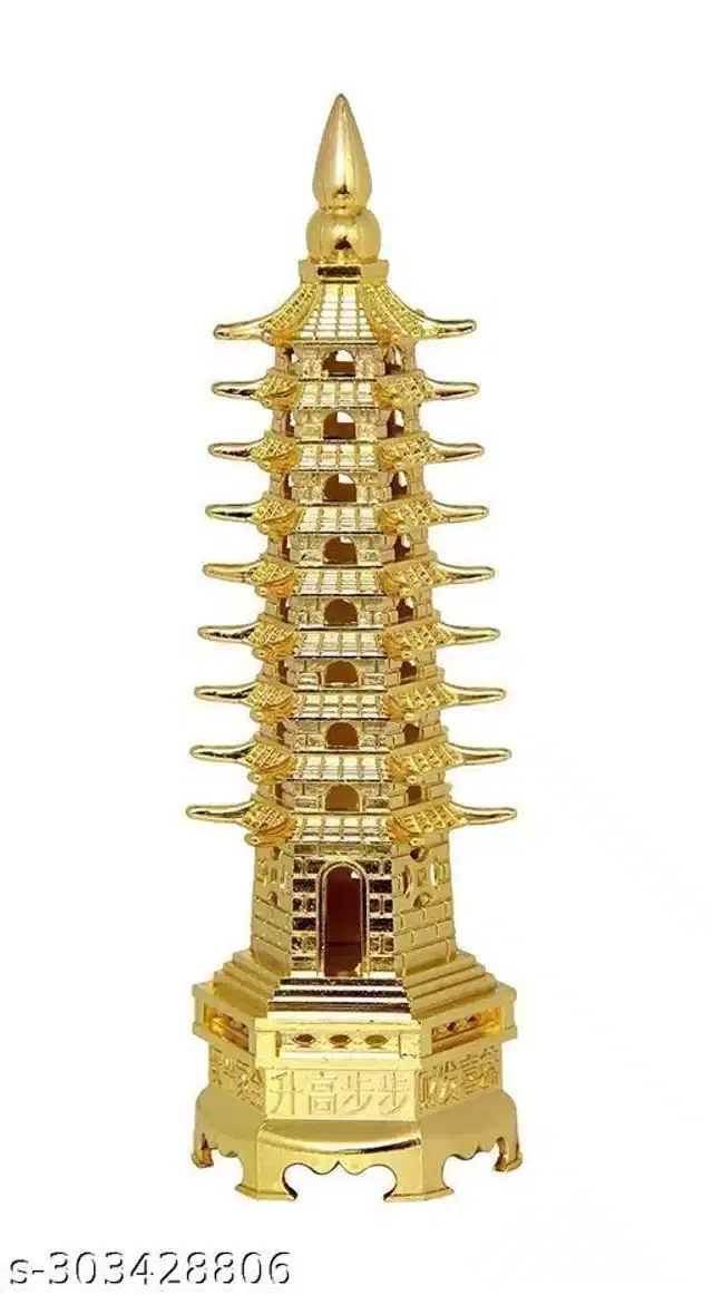Feng Shui Education 9 Layers Pagoda Tower, Gold