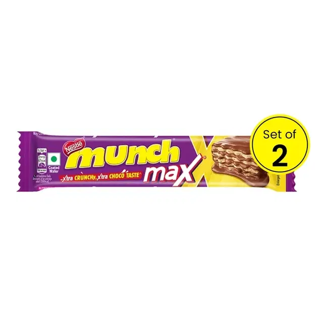 Nestle Munch Max Choco Coated Crunchy Wafer Bar 2X38.5 g (Pack of 2)
