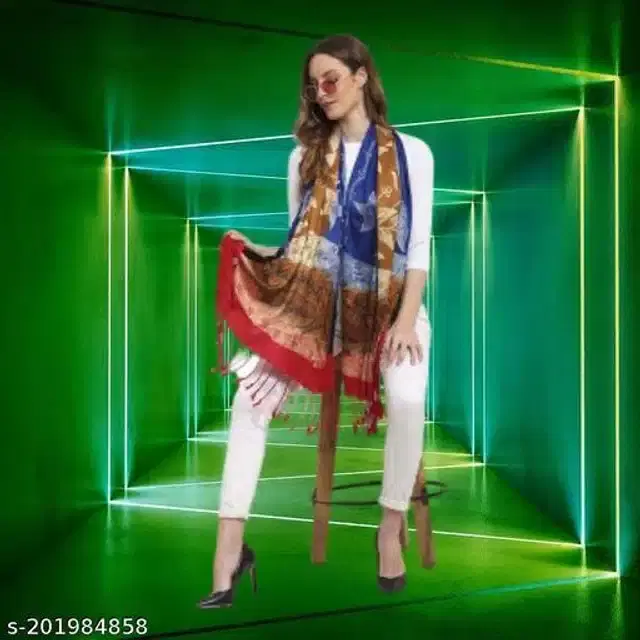 Satin Scarf for Women (Multicolor, 1.8 m)