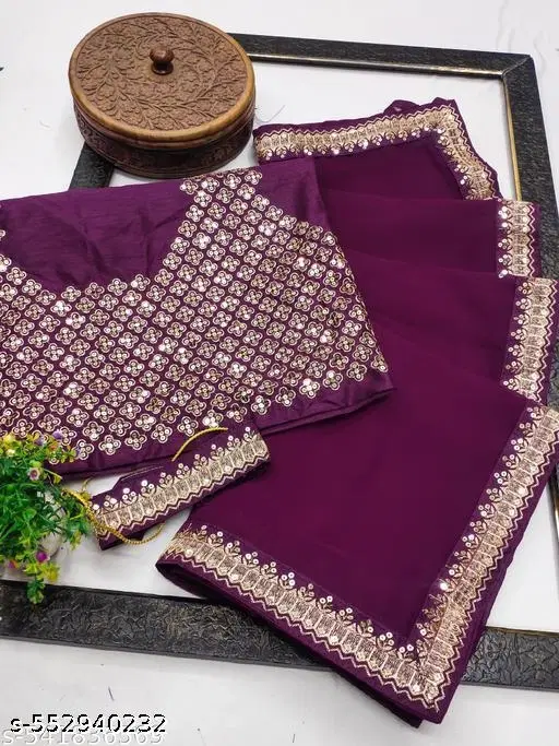Chinnon Solid Saree For Women, Purple