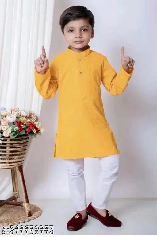 Embellished Rayon Kurta Set for Boys (White, 4-5 Years)